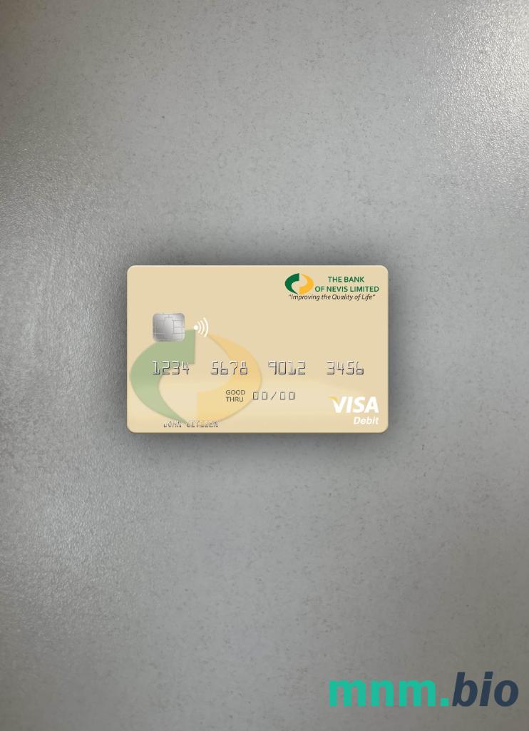 Saint Kitts and Nevis bank of Nevis visa obciążyć card wygląd fotograficzny skan PSD + zdjęcie
